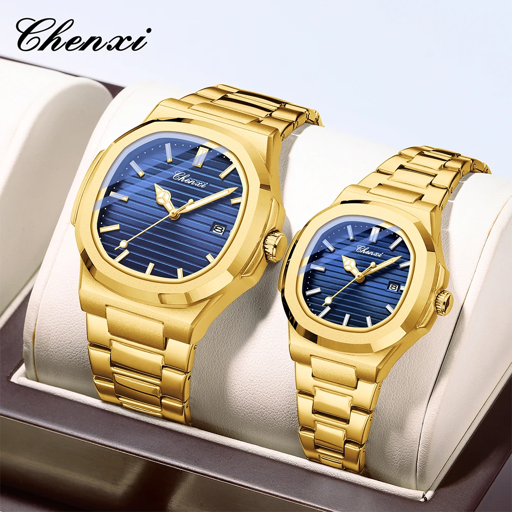 CHENXI Fashion Luxury Gold Watches For Men Women Waterproof Luminous Quartz Couple Watch Couples Gifts