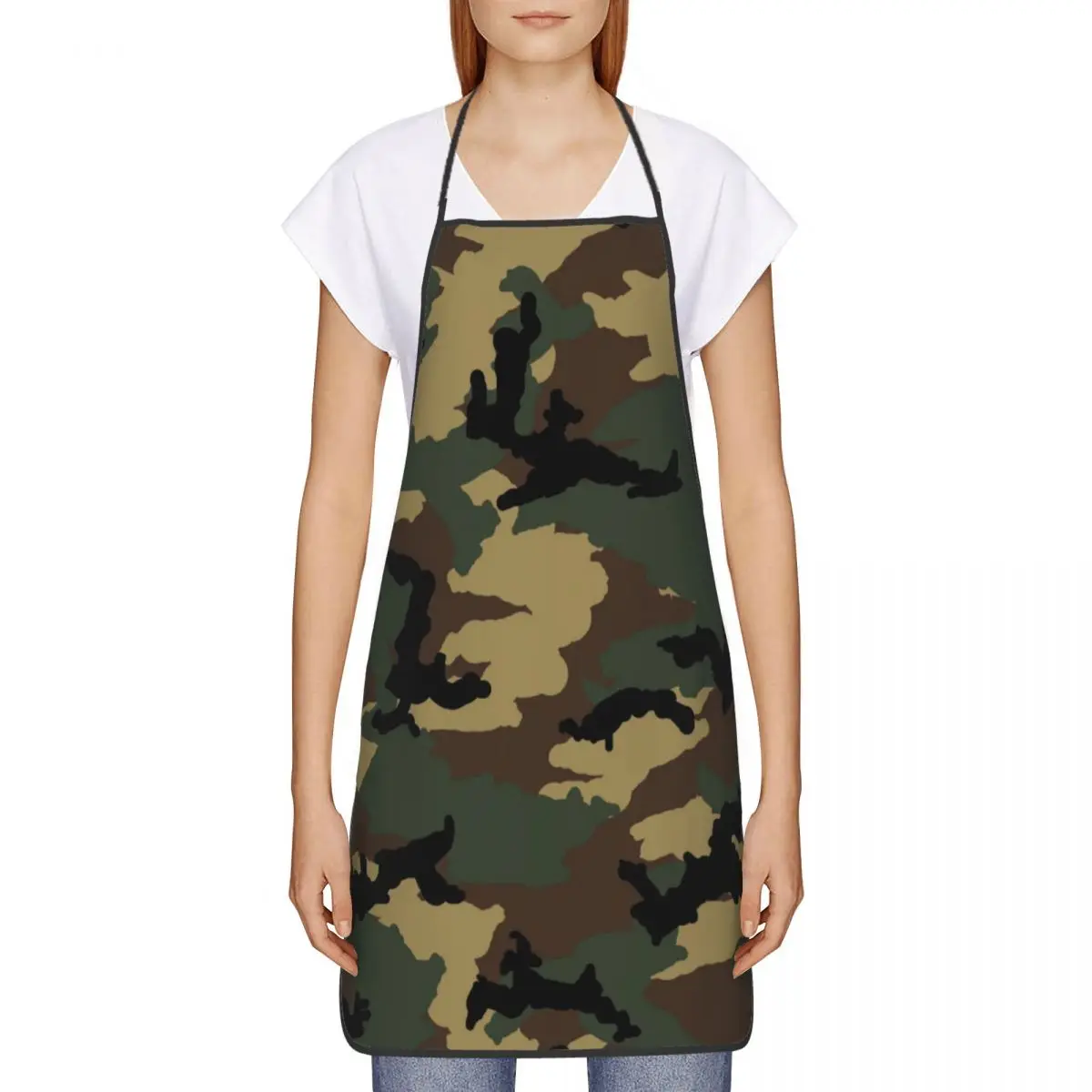 Original Woodland Camo Apron Men Women Unisex Kitchen Chef Military Army Camouflage Tablier Cuisine for Cooking Baking Painting