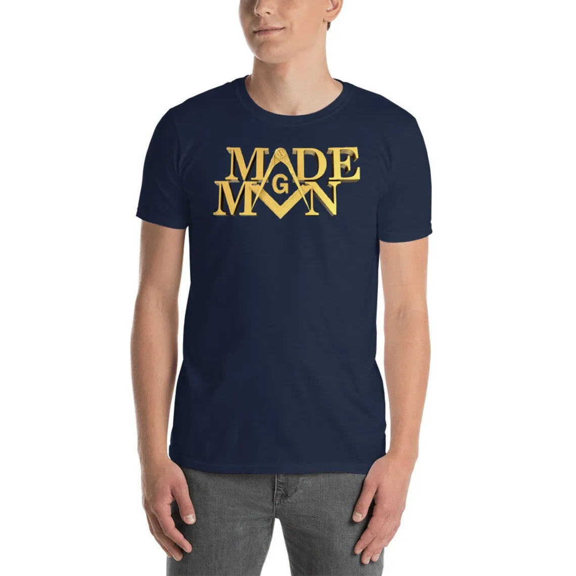 Masonic Made Man Gold Square & Compass Freemason T-Shirt 100% Cotton O-Neck Summer Short Sleeve Casual Mens T-shirt Size S-3XL