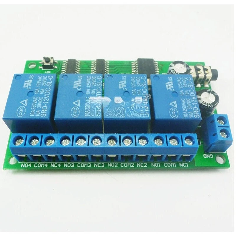 4-Channel, Audio Decoding Relay 12V Control Command Modifiable Remote Control Module AD22B04