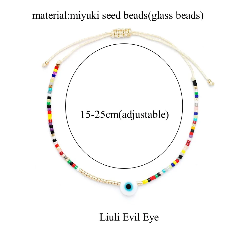 Vlen Miyuki Evil Eye Bracelet Simple Tiny String Dainty Bracelets For Women Multicolor Delica Beads Pulseras Fashion Jewelry