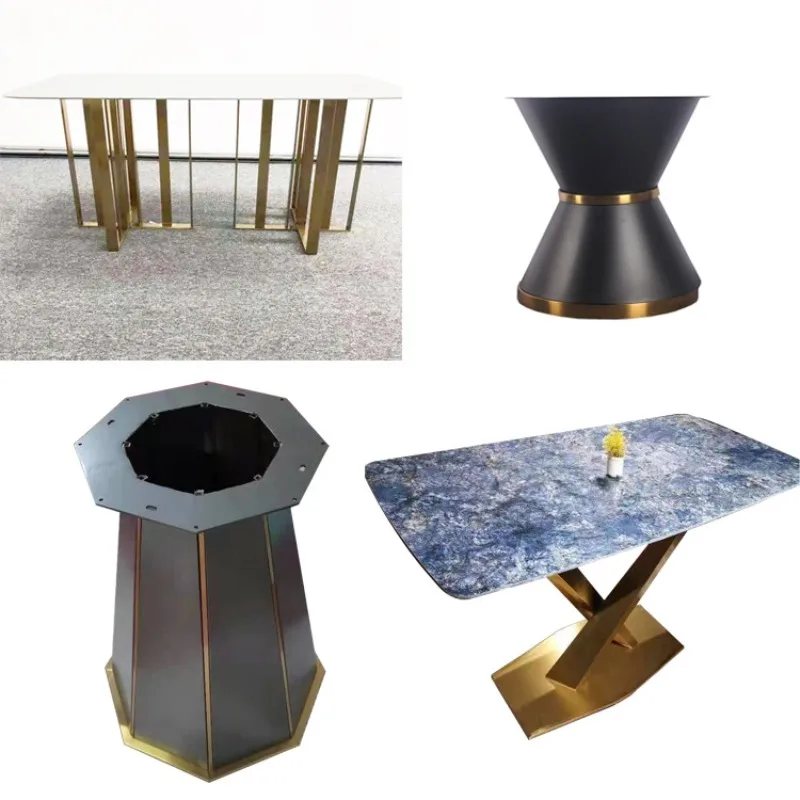 Rock slab table legs dining table rack gold stainless steel titanium table foot bracket