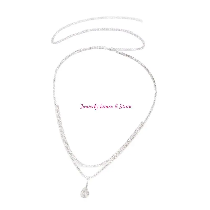 Modna dwużyłowa biżuteria do ciała Miedziany łańcuszek na talię z wzorem kropli wody