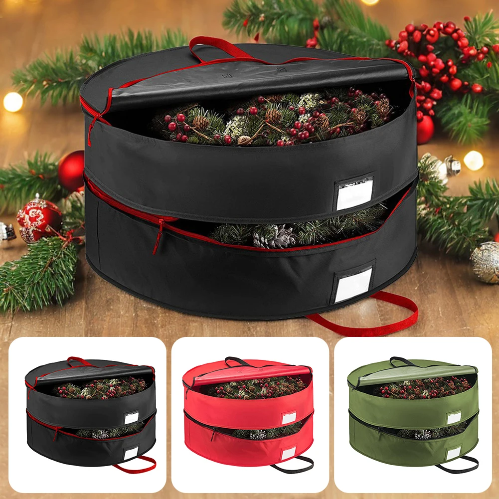 

Wreath Storage Basket Zippered Closure Large Fabric Bag For Holiday