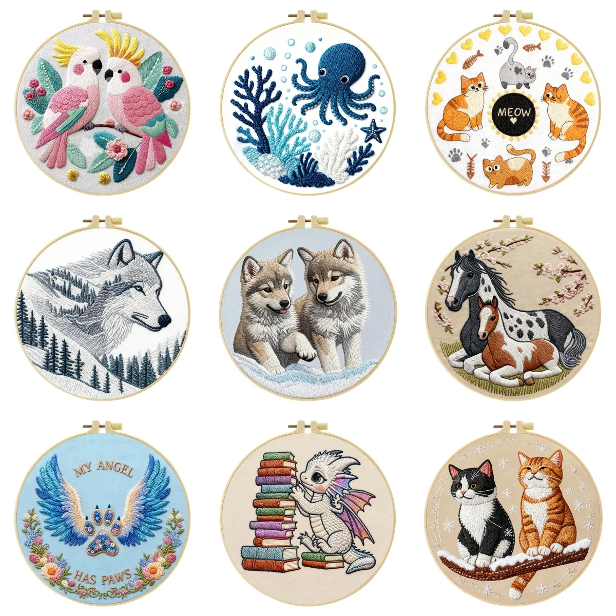 Neues DIY Tier-Stickerei-Set für Anfänger, Heim-Nähhandarbeits-Kit, Stickerei-Set, Geschenk-Muster, Handgemachte Dekoration – Detail 2