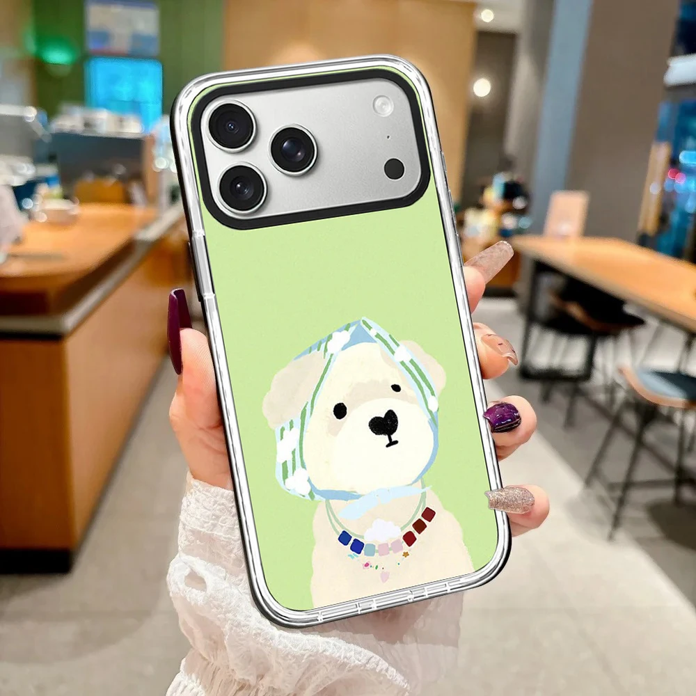Graffiti Puppy Acrylic White Border Magnetic Phone Case Cover for IPhone 12 13 14 15 16 17 Pro Max Case for IPhone 17 Air