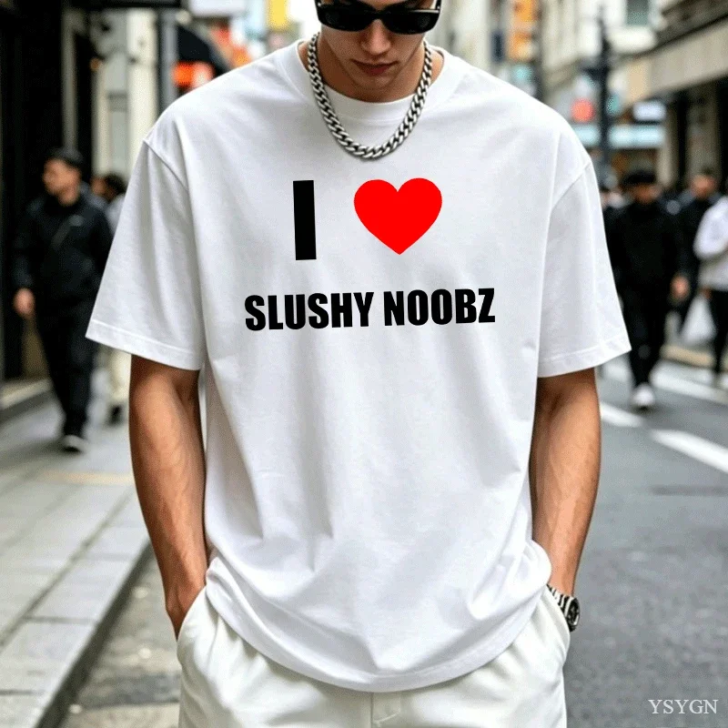I Heart Slushy Noobz Fan Merch Tshirt Heavy Cotton Short Sleeve Tee Men Women Harajuku Breathable Funny Clothing Oversize Tops