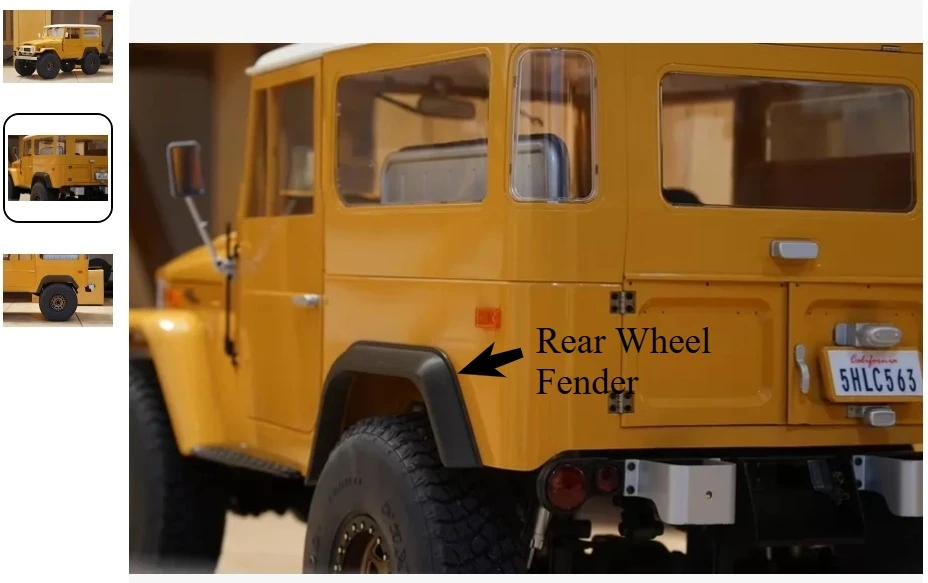 For FMS 1/10 Land Cruiser FJ40 Front Bumper Front Rear Fender Tracked RC Crawler Simulation Exterior Tuning Parts