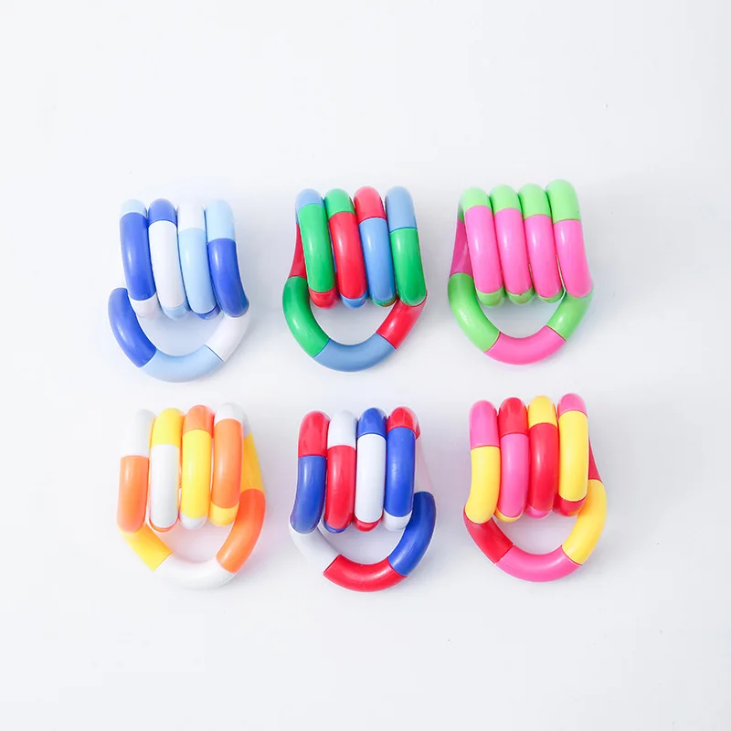 4Pcs Colorful Twisted Ring Magic Figet Trick Rope Stress Relief Toys for Kid Birthday Party Favors School Rewards Goodie Bag