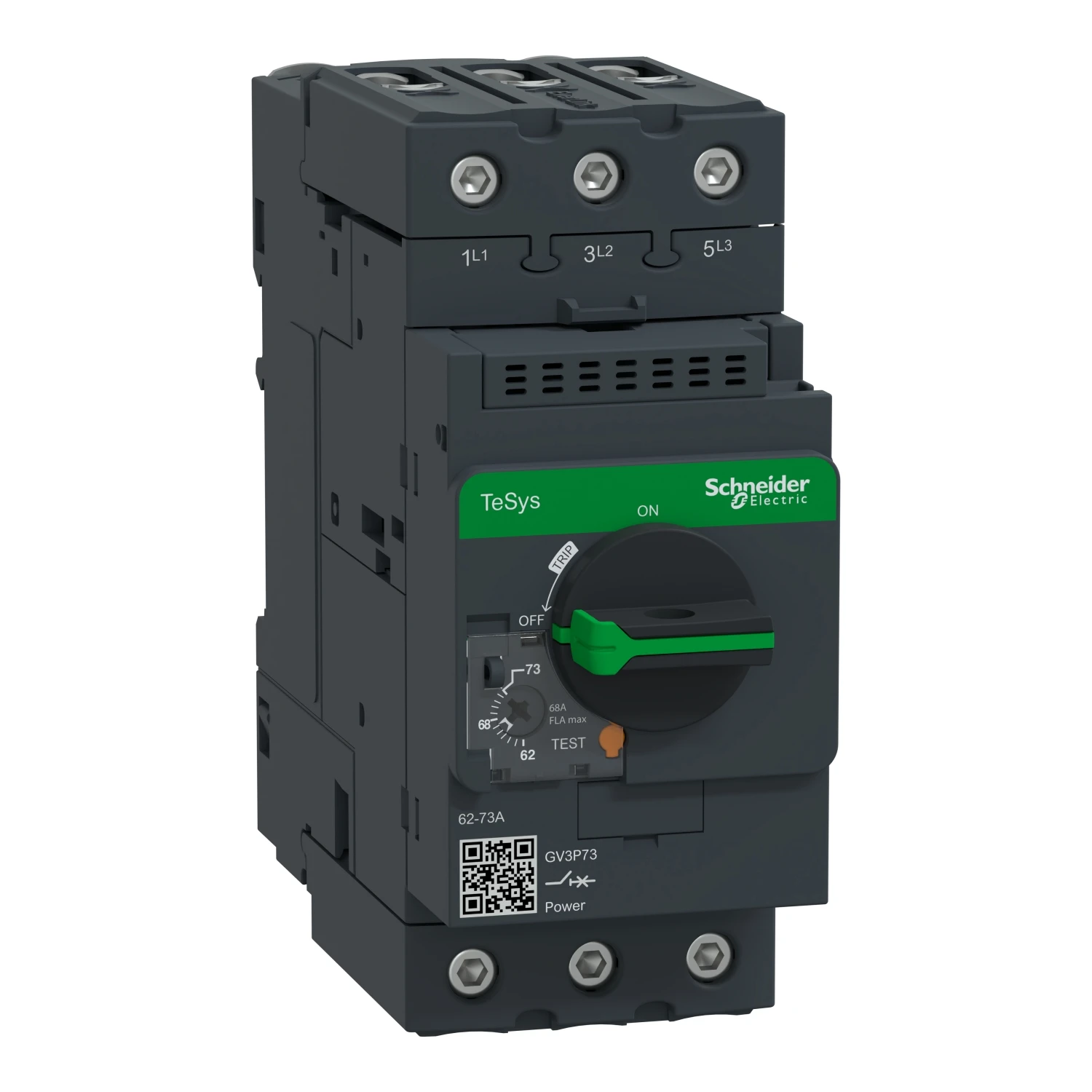 Motor Circuit Breaker, TeSys Deca, 3P, 62-73 A, Thermal Magnetic, EverLink Terminals