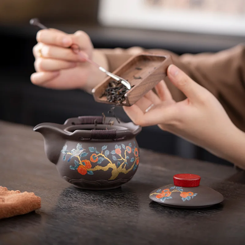 Purple Clay Travel Tea Small Set One Pot Three Cups Portable Handheld Teapot Business Event Meeting Gift LOGO