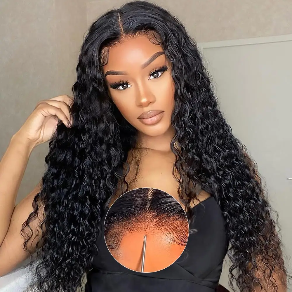 Put on and Go Glueless Wigs Human Hair Water Wave Lace Front Wigs 180% Density Air Wigs 4x4 HD Lace Frontal Wigs For Women