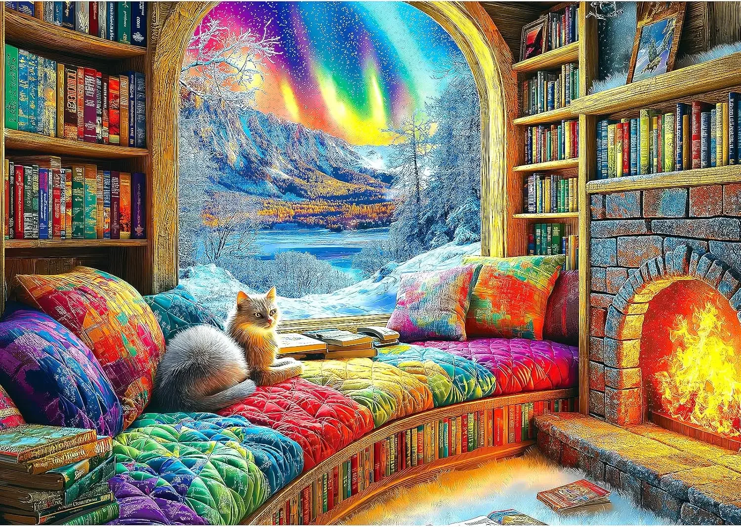 

Northern Lights Landscape 500/300/120 Pieces Jigsaw Puzzles Challenging Family Activity Games for Gameroom Bedroom Livingroom