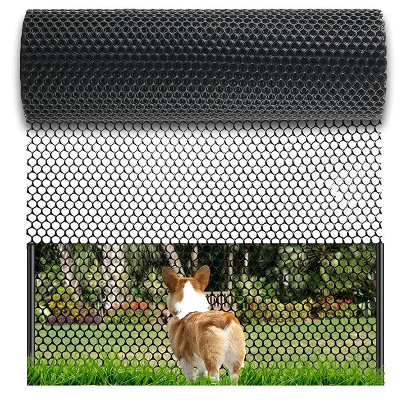 

RALCA-Plastic Chicken Wire Mesh For Poultry, Chickens, Chicken, Dogs, Cats, Rabbits, Flowers-Black Wire Fence Roll, 15.7 In X 20