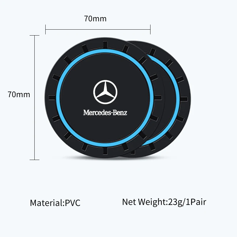 2Pcs Car Silicone Coaster Anti-Slip Water Cup Drink Mat For Mercedes Benz AMG W204 W203 W205 W211 W212 W213 W201 W210 W124 W126