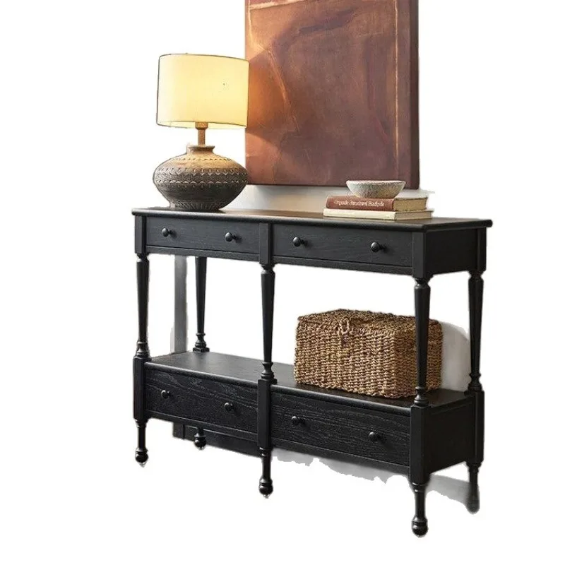 wood porch cabinet, opposite the door to the home, living room partition cabinet, corridor end view storage side cabinet