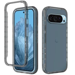 2 in 1 Rugged Armor Shockproof Phone Case For Google Pixel 9 Pro XL Hard Plastic Frame Transparent Gradient Soft TPU Back Cover