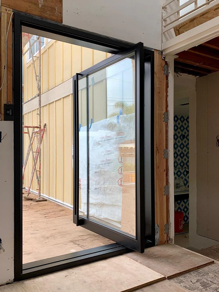 Sixinalu Pivot Door With Smart Lock Exterior Front Entry Doors Aluminum Double Glaszed Push Pull Rotating Dooe Home Decor Custom
