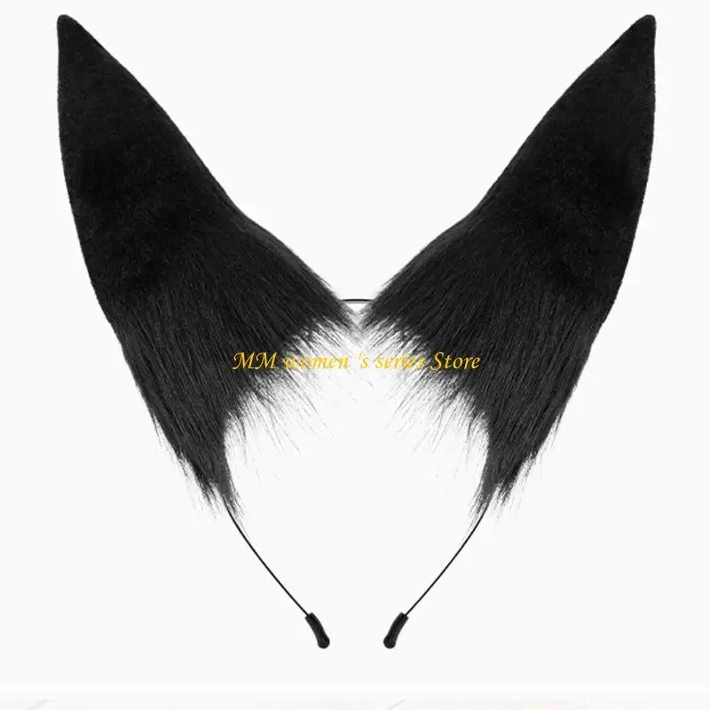 Q39C خفيفة الوزن آذان أرنب فروي أغطية الرأس تصميم واقعي قطعة شعر كوسبلاي للعروض المسرحية زي الملحقات