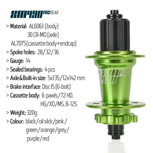 Imagen 2 del producto Koozer XM490 pro Micro Spline Mtb hubs k7 cubo trasero ruidoso 28 32 36 agujeros 10x135 QR 12x142 cubos de eje pasante para MS 12 velocidades