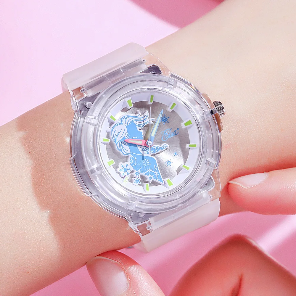 

Оригинальные наручные часы Disney, модные женские часы Disney, прозрачные светящиеся детские часы Frozen для мальчиков и девочек, 198 Special