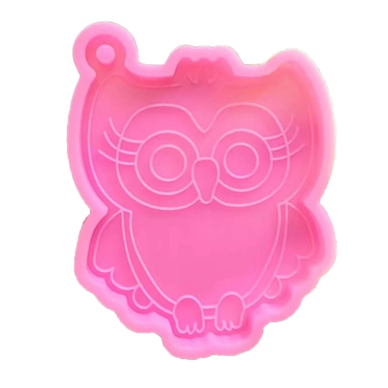 DIY Cute Animal Owl Shape Keychain Silicone Mold with Hole Luggage Tag Hanging Ornament Keychain Pendant Charm Epoxy Resin Mould