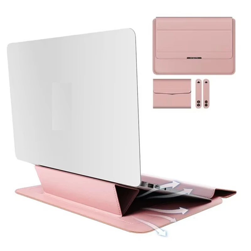 

for CHUWI CoreBook X HeroBook Pro Air GemiBook Laptop Bag Foldable Stand PU Leather Flip Sleeve Briefcase Charger Pouch Belt