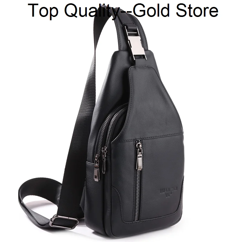 Men Genuine Leather Crossbody Chest Bags Real Cowhide Casual Riding Shoulder Bag Male Sling Backpack Rucksack