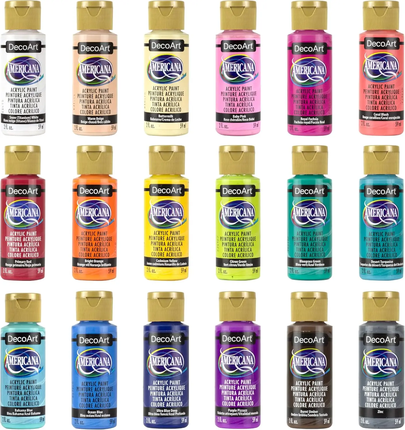 Pinturas acrílicas Americana Decoart, 2fl oz/59ml, acrílico a base de agua para plantilla, decoración del hogar, pintura de tela, uso en paredes de madera