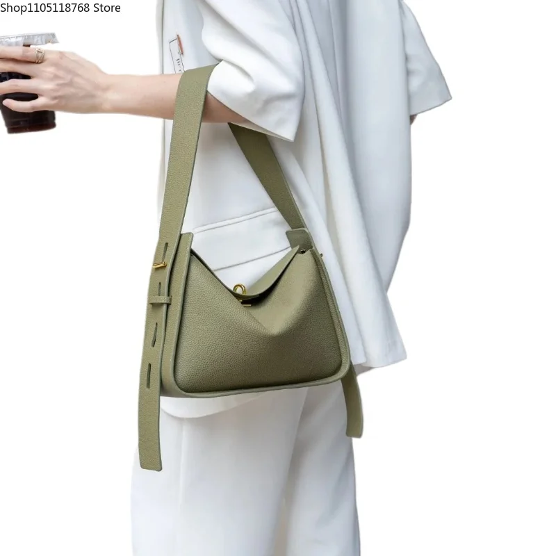 

Роскошная дизайнерская сумка через плечо подмышками, женская сумка из воловьей кожи с широким плечевым ремнем, большая вместительная сумка