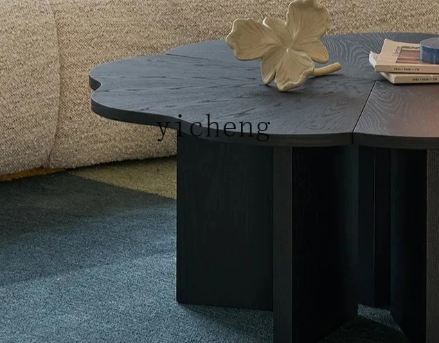 

ZZ retro Style Living Room Black Wooden Coffee Table Modern Minimalist Creative