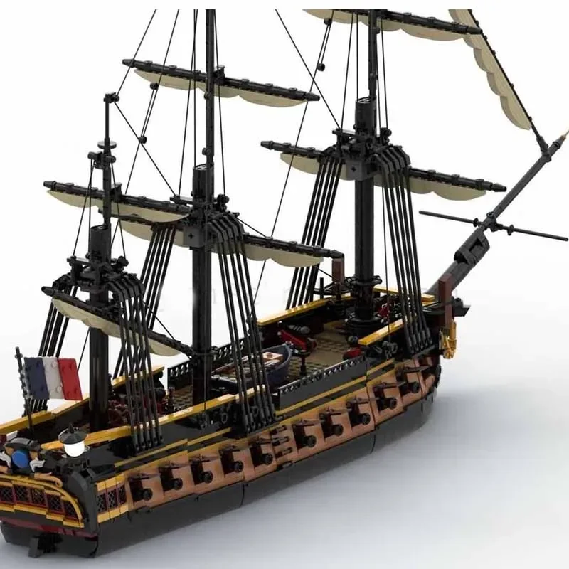 Military Model Moc Building Blocks French Frigate - Pirates Ship Model Technology Brick DIY Assembly Construction Holiday Toy