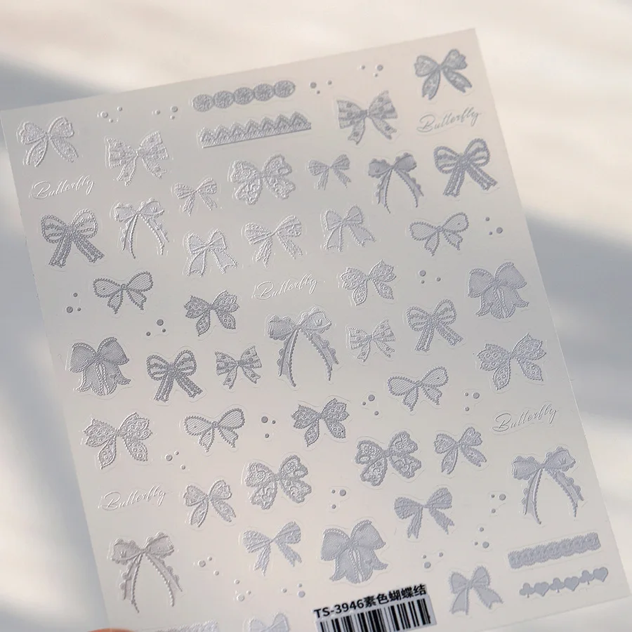 Cravatta in nastro di seta con fiocco in pizzo nero, cravatta cava, sexy, romantica, elegante, linea autoadesiva, decorazione per unghie, adesivo per manicure