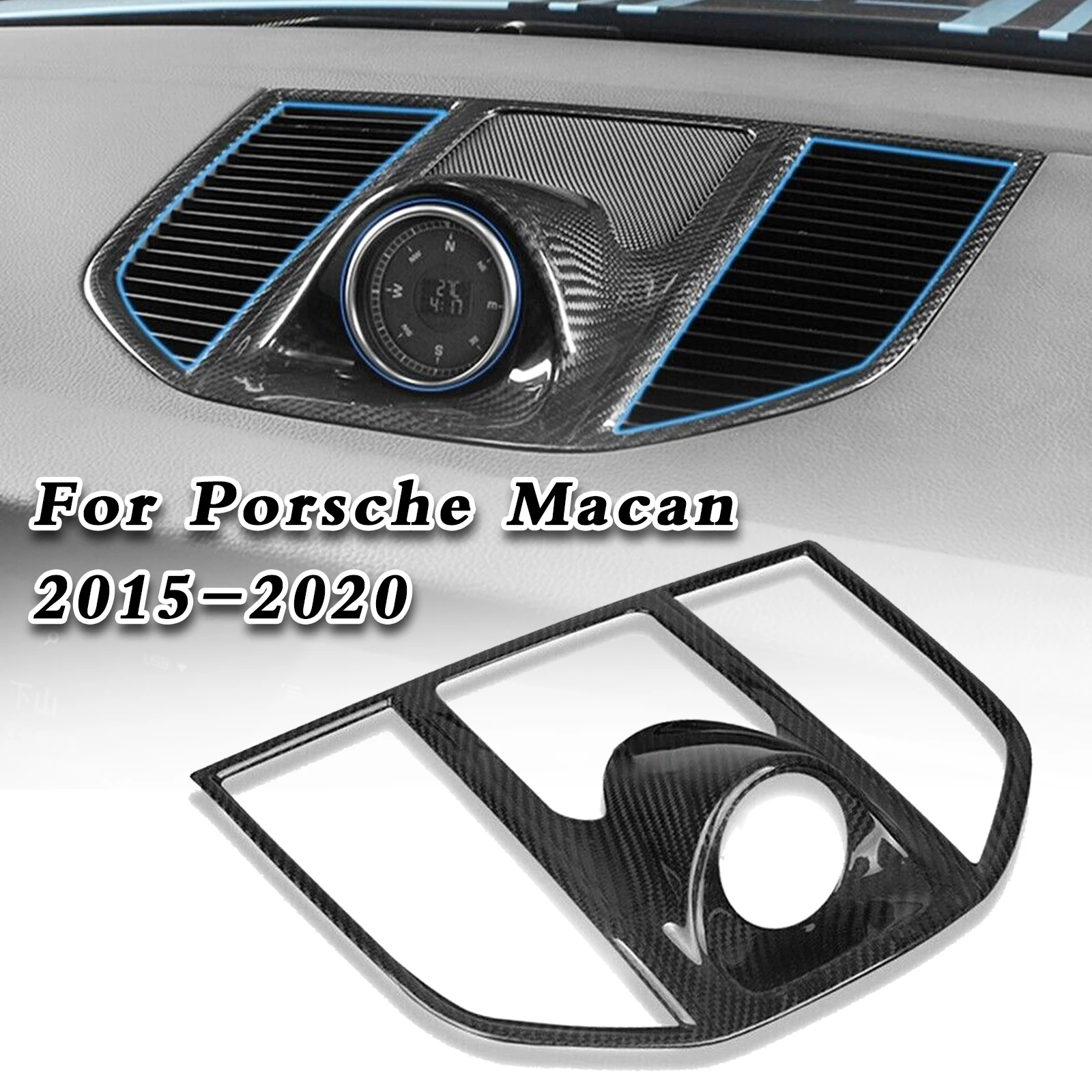 Dashboard Air Outlet Cover Vent Trim Gauge Pod Dash Board Frame Strip Carbon Fiber For Porsche Macan 2014-2023