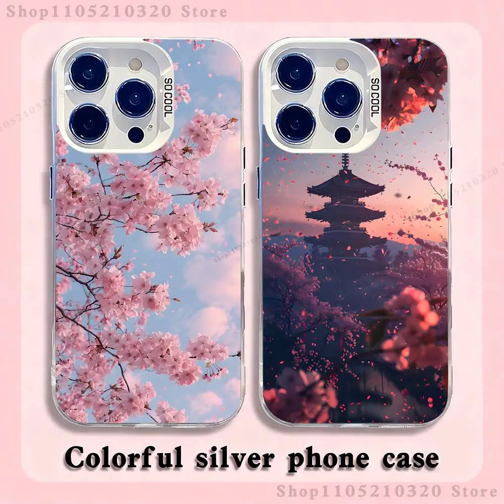 

Japanese cherry blossoms Phone Case For iPhone 17,16,15,14,13,12,11,Pro,XS,Max,Plus,Mini,SE4,E white Matte Shockproof Cover