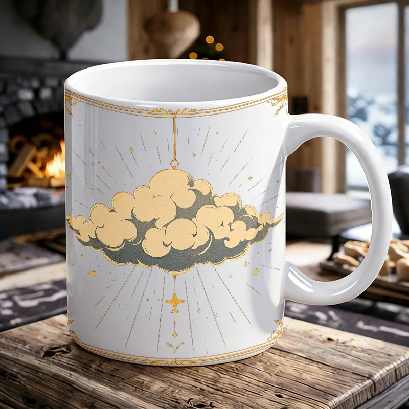 

Dreamy Cloud Airplane Ceramic Mug, Coffee Cup, Milk Cup, Office Tea Cup, Drinking Cup, Gift for Friends, Fade-Resistant
