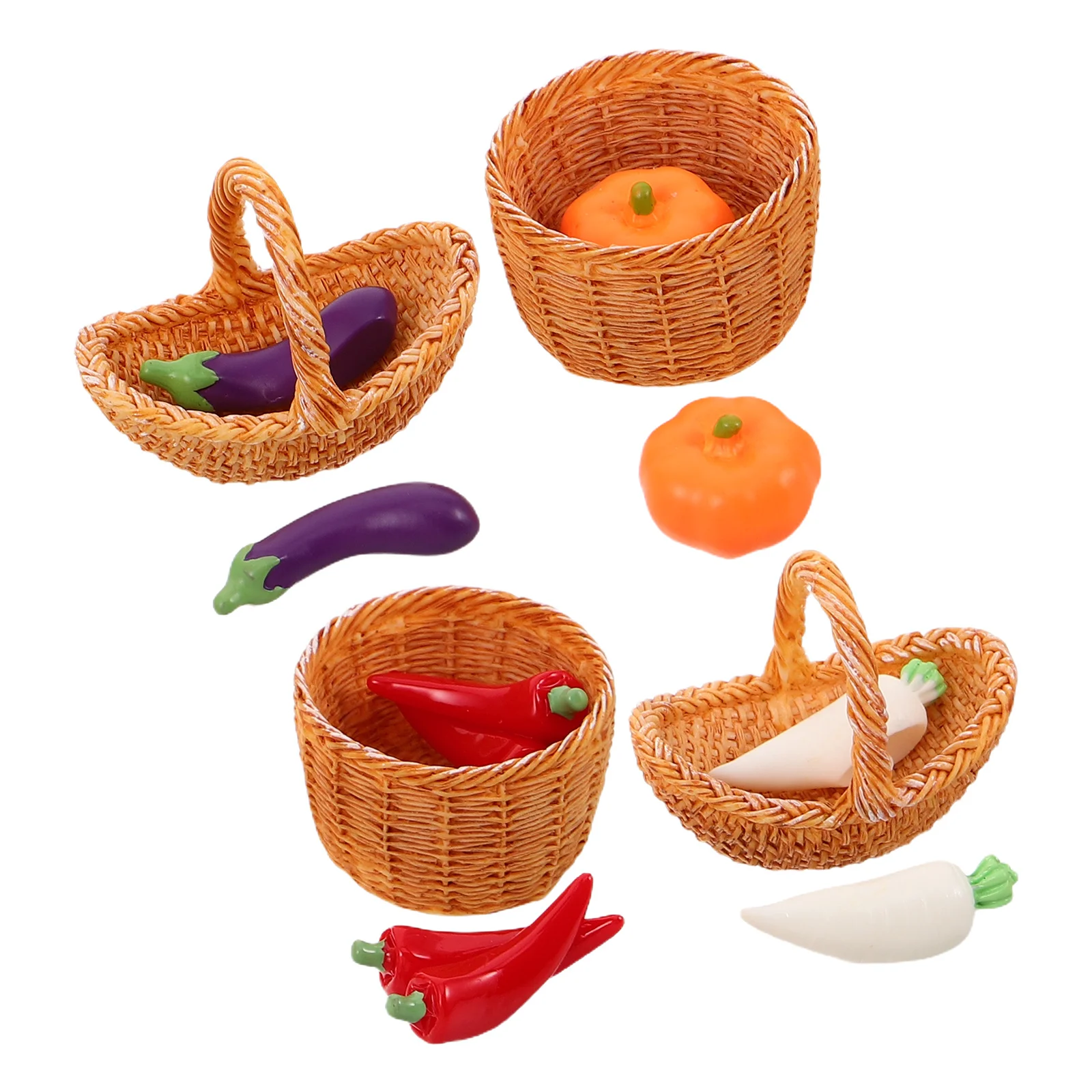 

1Set Miniature Vegetables Basket Realistic Dollhouse Kitchen Display Miniatures Food For Garden Scene Decor, Simulation Pumpkin