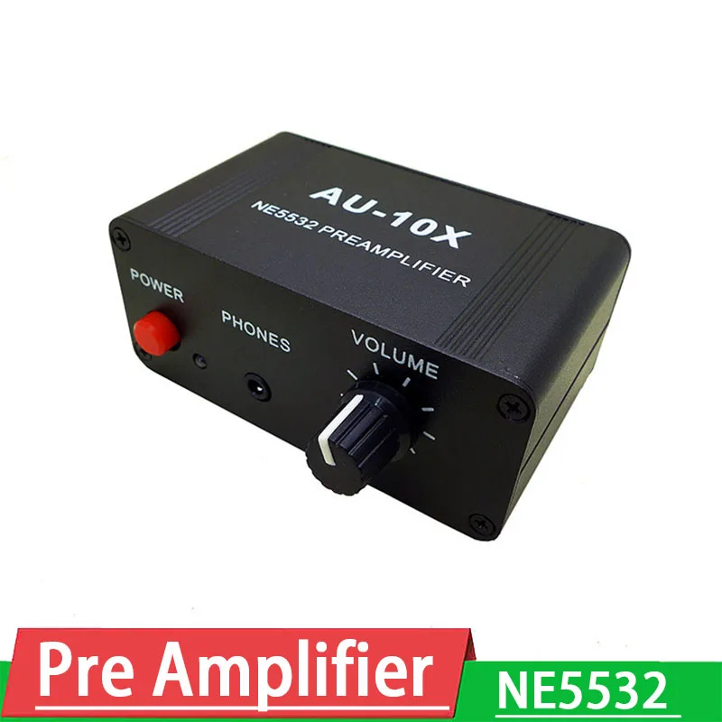 NE5532 Preamplifier Pre Amp Amplifier 20dB Gain RCA 3.5MM Headphone Phone Volume Control DC 12V