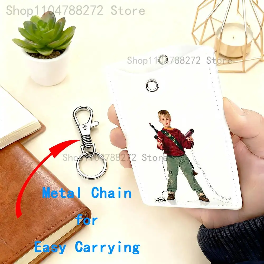 Merry Christmas Custom Access Card Case Leather Card Holder Keychain Key Ring Transportation Card Case Gifts