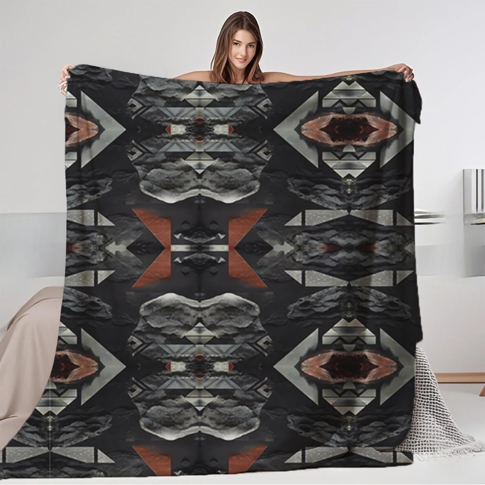 

Mid-century Modern Flannel Bed Blanket Sleeping Vulcano Knit Throw Reversible Blanket For Hotels Camping Bedroom With Breathable