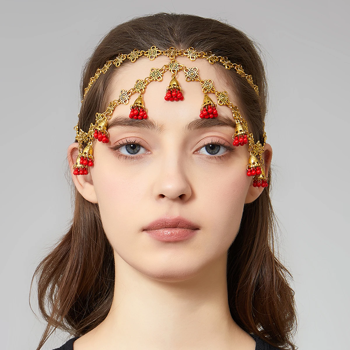 بوهو خمر عقال جرس شرابة الذهب اللون الشعر مجوهرات النساء الكلاسيكية الهندي غطاء الرأس العروس الزفاف إكسسوارات الشعر