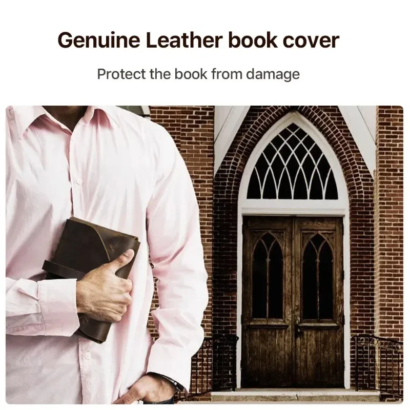 100% Nubuck Custom Retro Leather Book Cover Case Carrying Book Bag Holy Bible Storage Study Protective Handbag