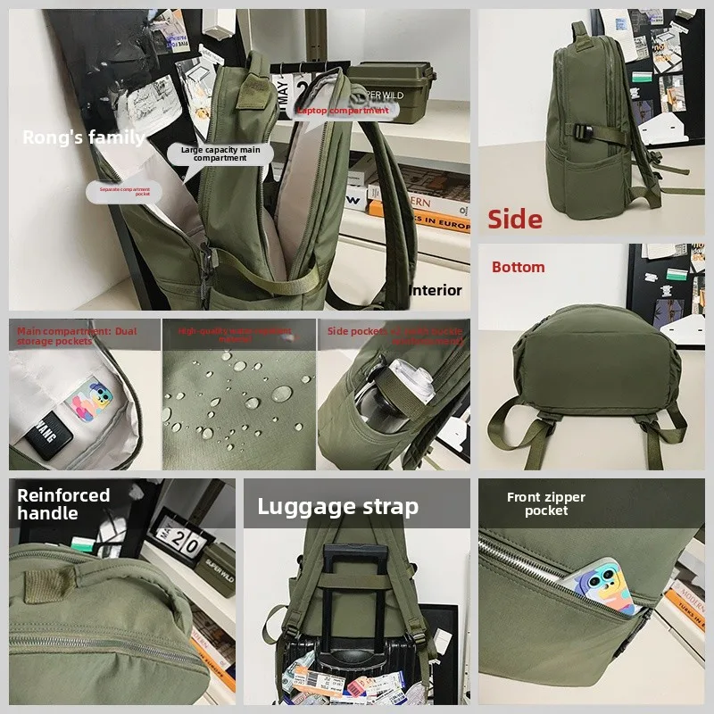 Outdoor Travel Bapa Women's Universi High School Student Commuter Simple Bookbag 2025 New Model Ox Cloth Waterproof