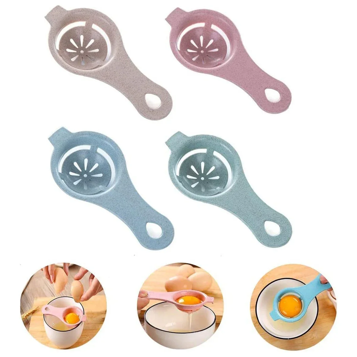 

Egg Separator Divider Food Grade Wheat Stalk Egg Yolk White Separation Tool For Eggs,Kitchen Baking Gadgets 4pcs