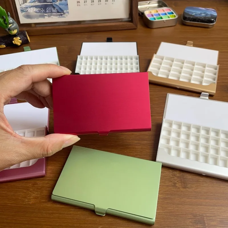 Travel Watercolor Paint Color Palette Box 24/36/48 Grid TN Portable Watercolor Storage Ultra-thin Card Box Palette Art Supplies