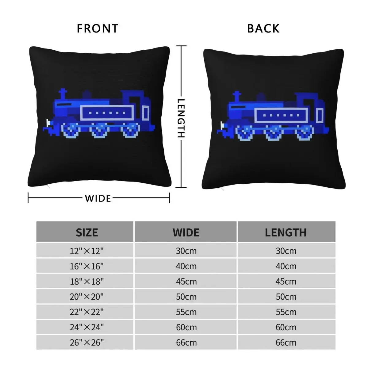 Blue Locomotive Kids Picture Show Square Pillowcase Polyester Linen Velvet Printed Zip Decorative Home Cushion Cover
