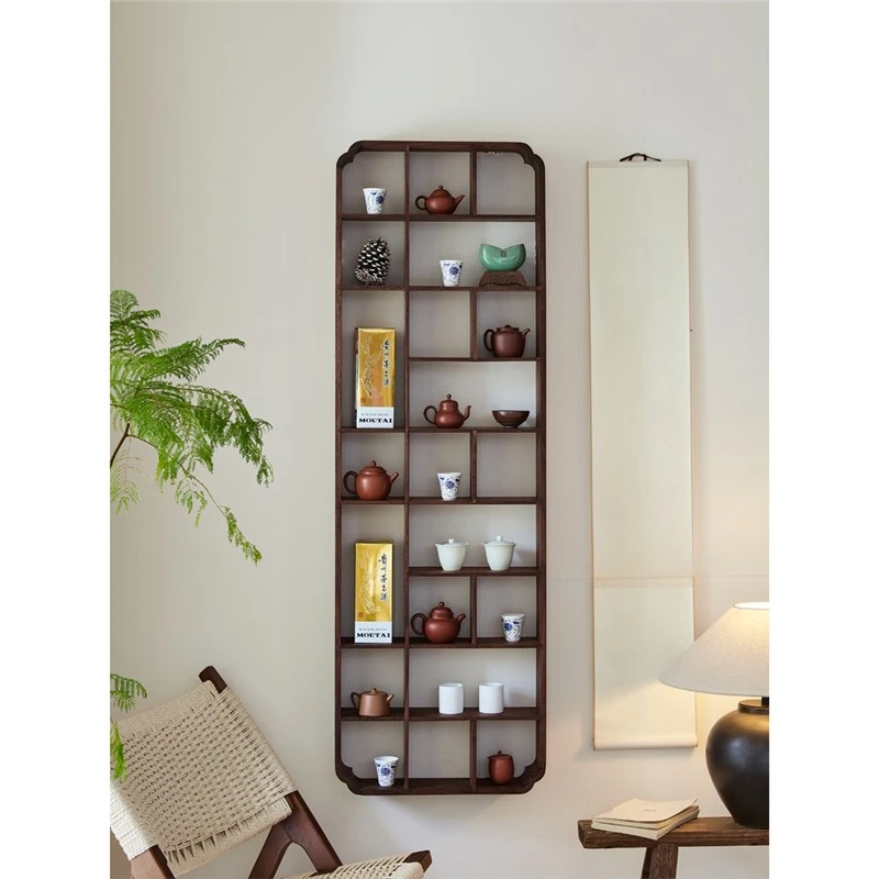

Ancient frame tea room walnut storage Chinese solid wood tea set Duobao Pavilion tea cup rack