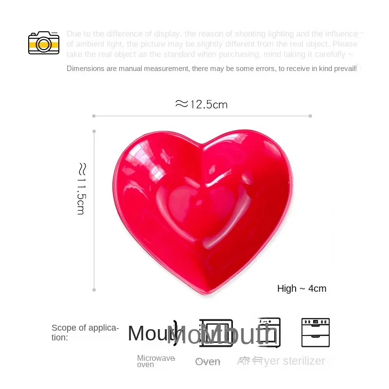 Red Heart Ceramic Dinner Plate Home Baking Oven Cake Bowl Delicate Dessert Salad Dishes Dinner Cooking Plate Kitchen Utensils