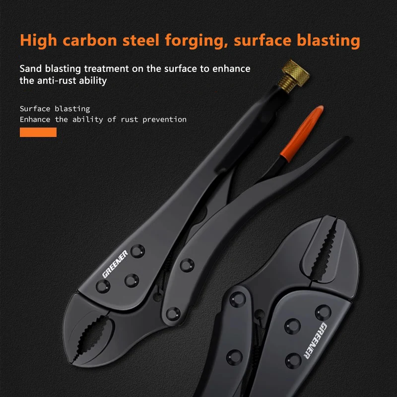 U50 Black Vigorous Pliers Round Mouth Straight Mouth 7 Inch 10 Inch Industrial Grade Pressure Pliers Water Pipe Fixing Tool