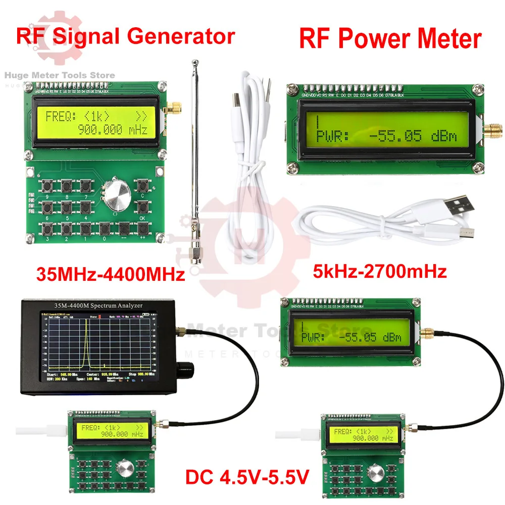 5KHz 2700MHz RF Power Meter 35MHz-4400MHz RF Signal Generator Module Type-C 5KHz 2700MHz RF Power Meter 35MHz-4400MHz RF Signal Generator Module Type-C